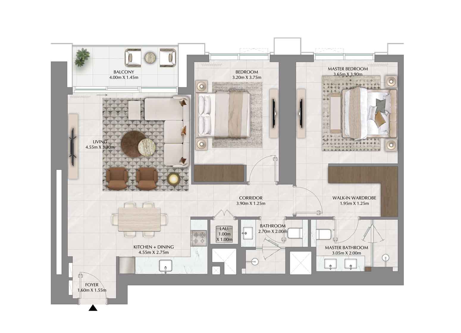 2 bed floor plan at Emaar Valia Dubai creek harbour