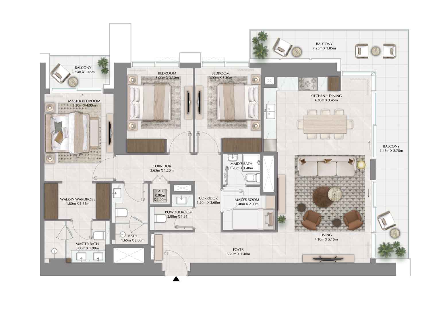 3 Bed floor plan at Emaar Valia dubai creek harbour