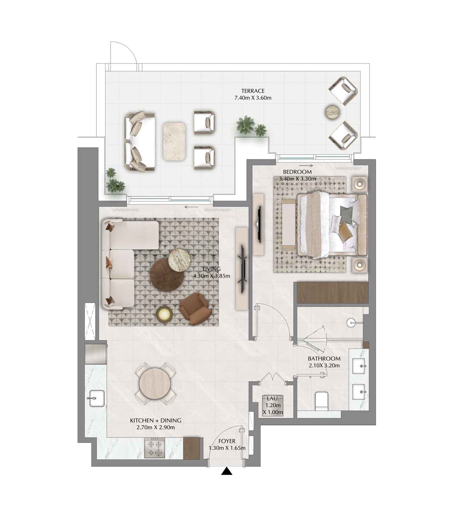1 Bed floor plan at Emaar Valia dubai creek harbour